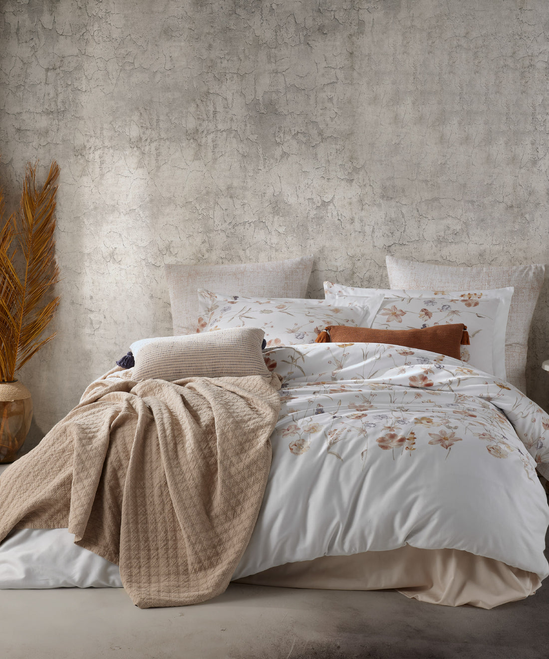 %100 Pamuk Baskılı Saten Nevresim Takımı - Rosabella White