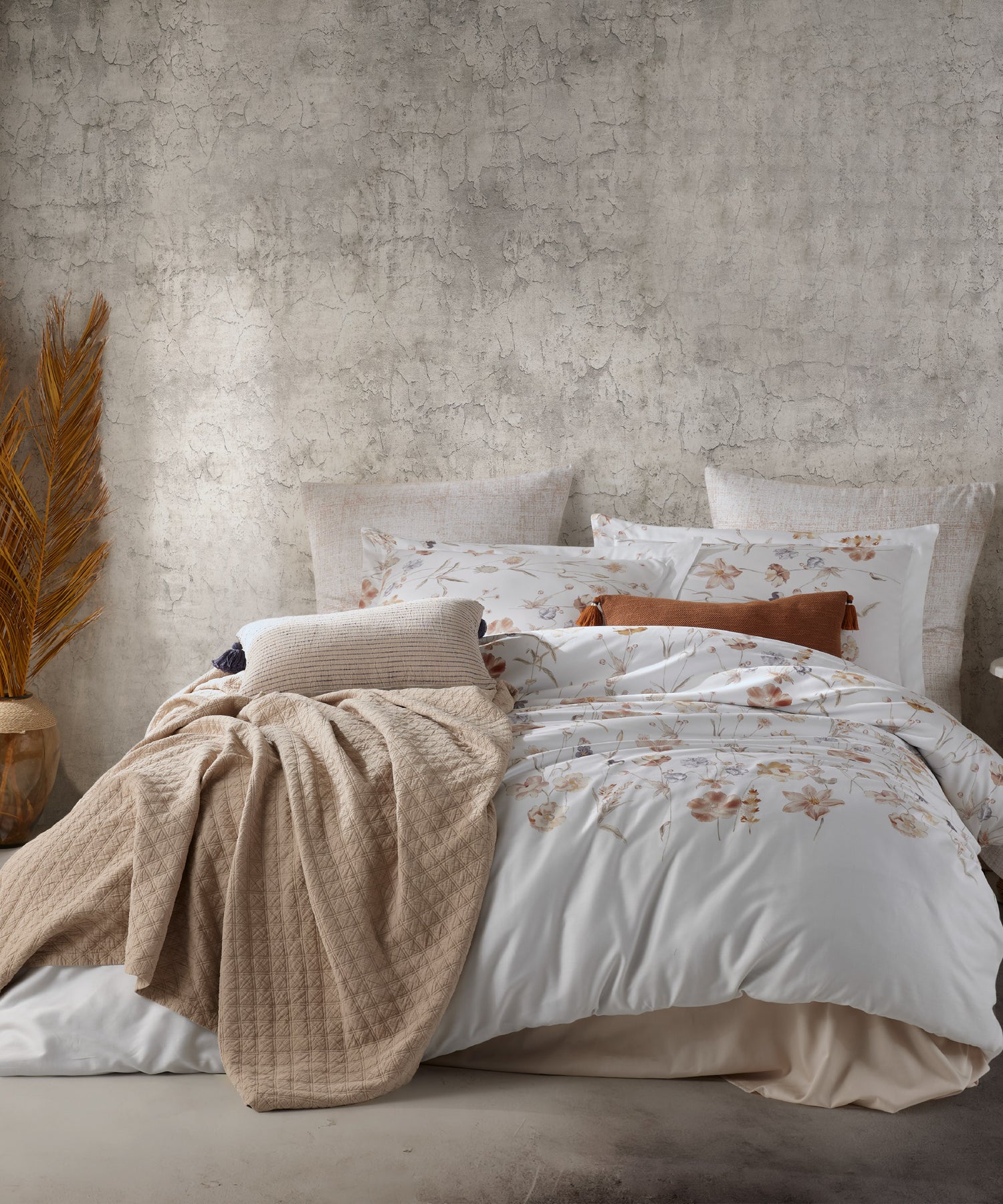 %100 Pamuk Baskılı Saten Nevresim Takımı - Rosabella White