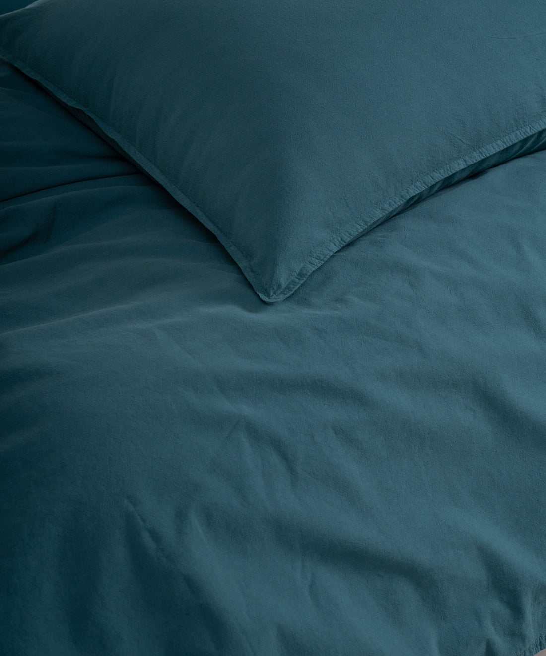 Stonewash 100% Yıkanmış Pamuk Nevresim Takımı Dark Green