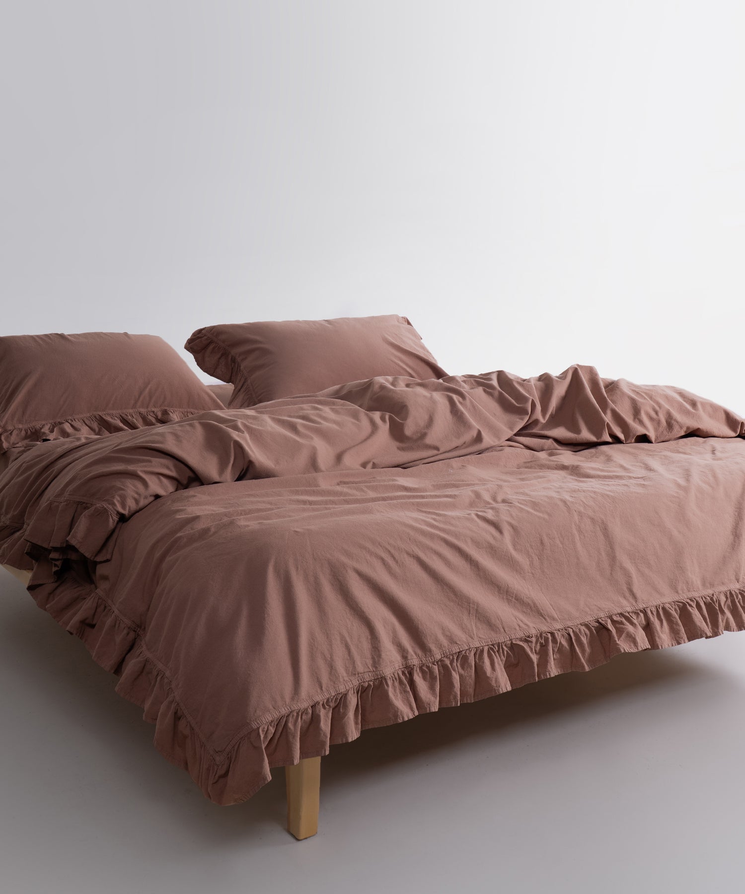 Exclusive Stonewash 100% Yıkanmış Pamuk Nevresim Seti Wood Smoke